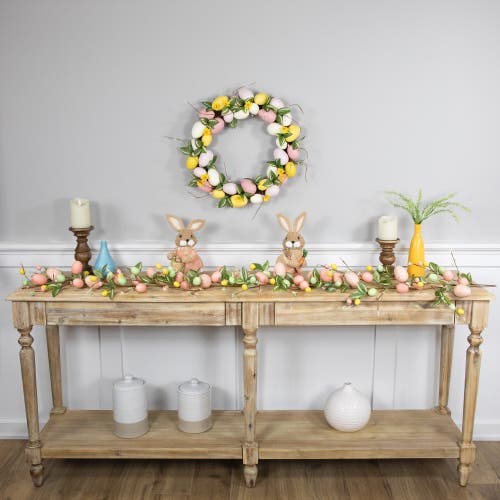 Northlight Easter Eggs And Flower Buds Artificial Wreath In Pink