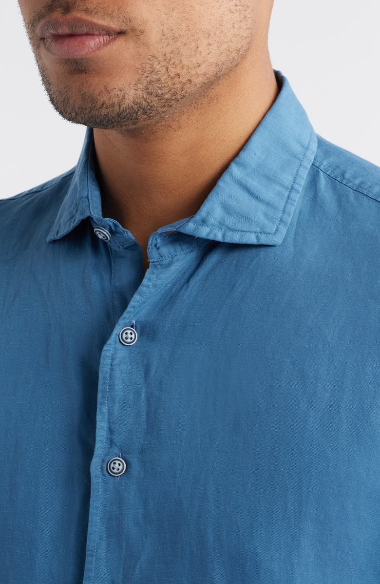 johnnie-O Gianna Hangin' Out Short Sleeve Linen & Lyocell Button-Up Shirt, Alternate, color, Navy