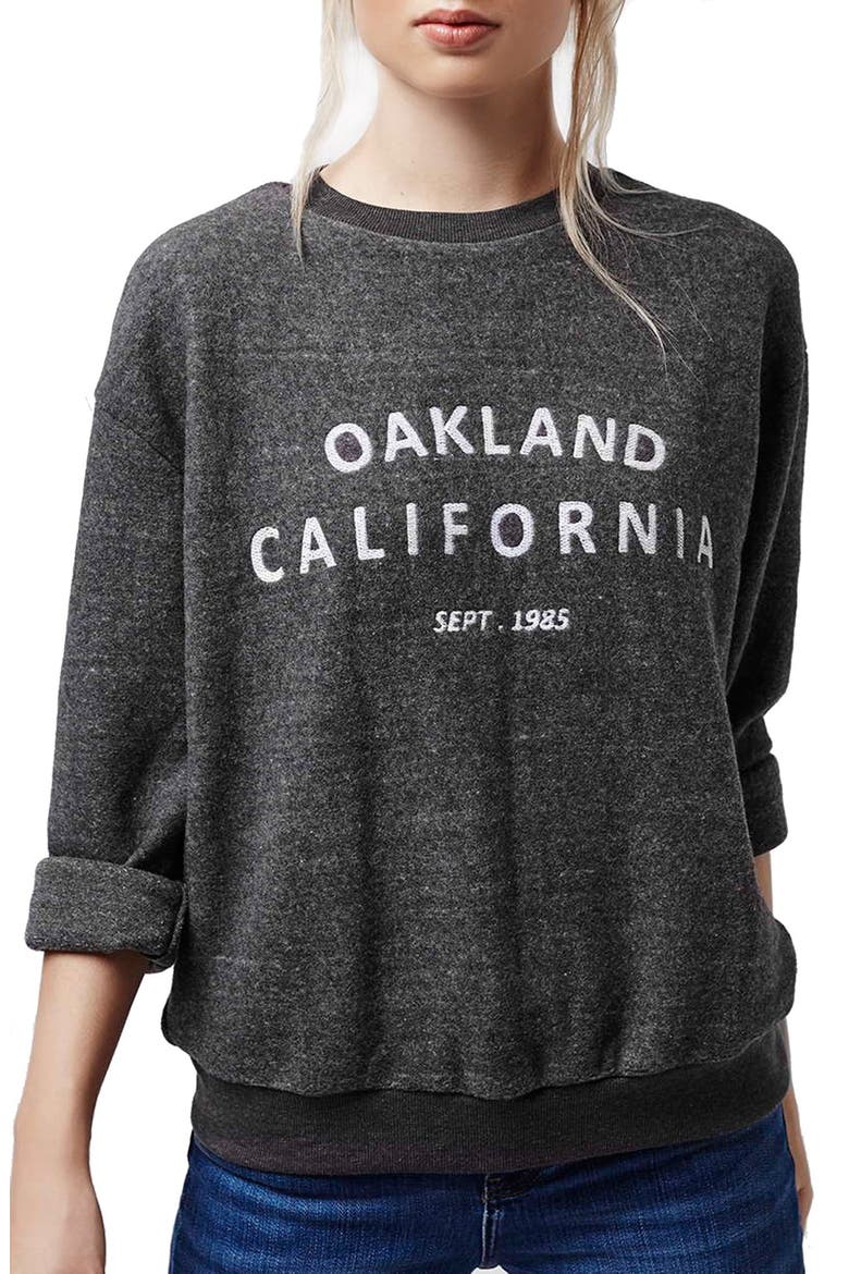 'Oakland' Crewneck Sweatshirt, Main, color, CHARCOAL