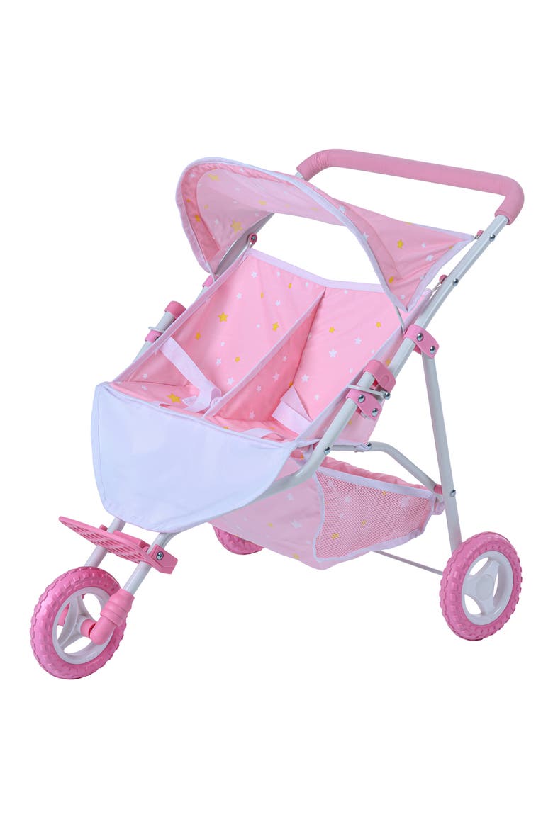 Olivia's Little World Twinkle Star Princess Collection Twin Doll Stroller, Main, color, PINK