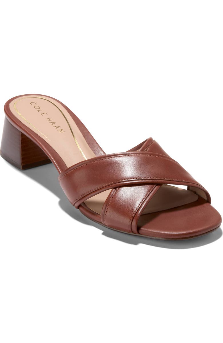 Cole Haan Landon Block Heel Sandal, Main, color, Dark Cuoio Leather