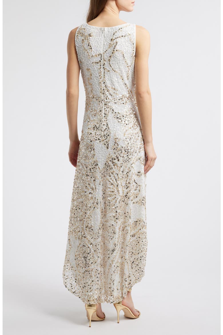 Embellished Sleeveless Evening Dress, Alternate, color, IVORY 156