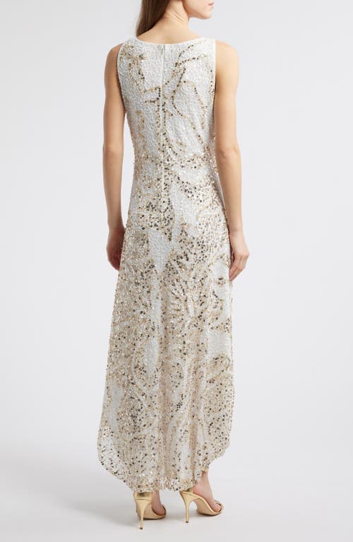 Pisarro Nights Embellished Sleeveless Evening Dress In Ivory 156
