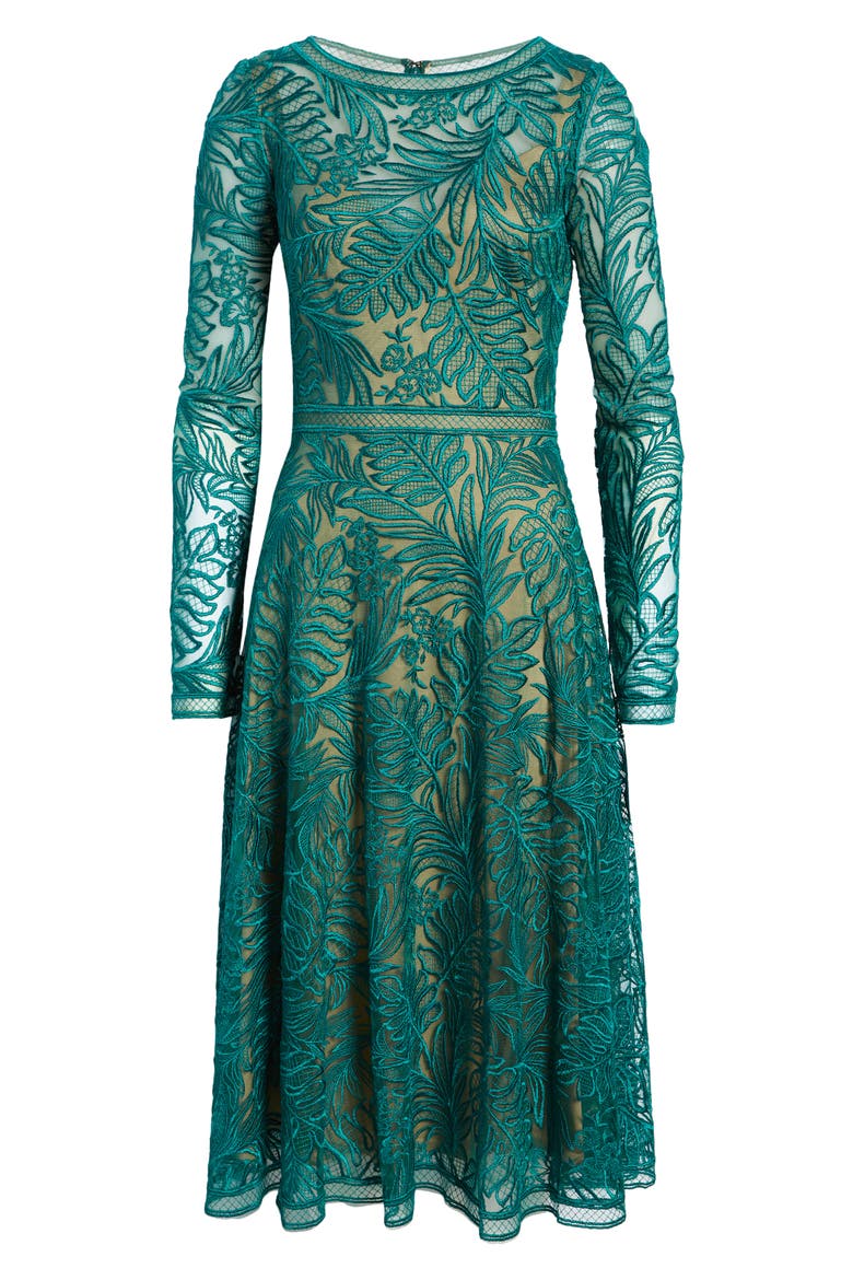 Long Sleeve Lace Cocktail Midi Dress, Alternate, color, HERBAL GREEN