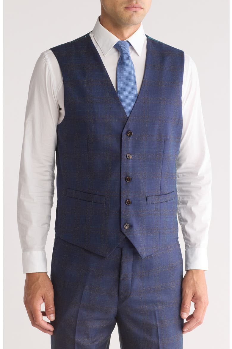 Slim Fit 3-Piece Tailored Check Suit, Alternate, color, BLUE