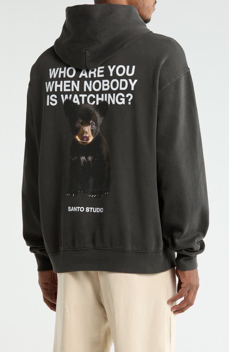 SANTO STUDIO Watching Graphic Hoodie, Alternate, color, Black
