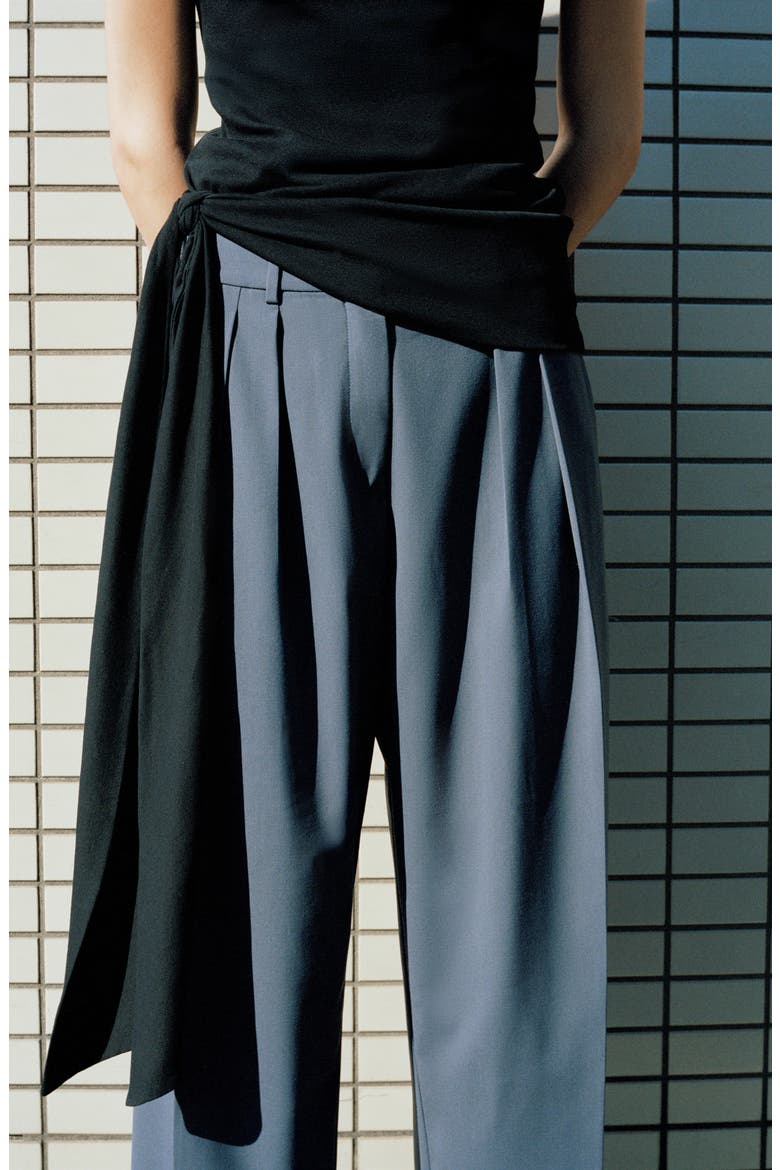 Pleated Straight Leg Suit Pants, Alternate, color, BLUE