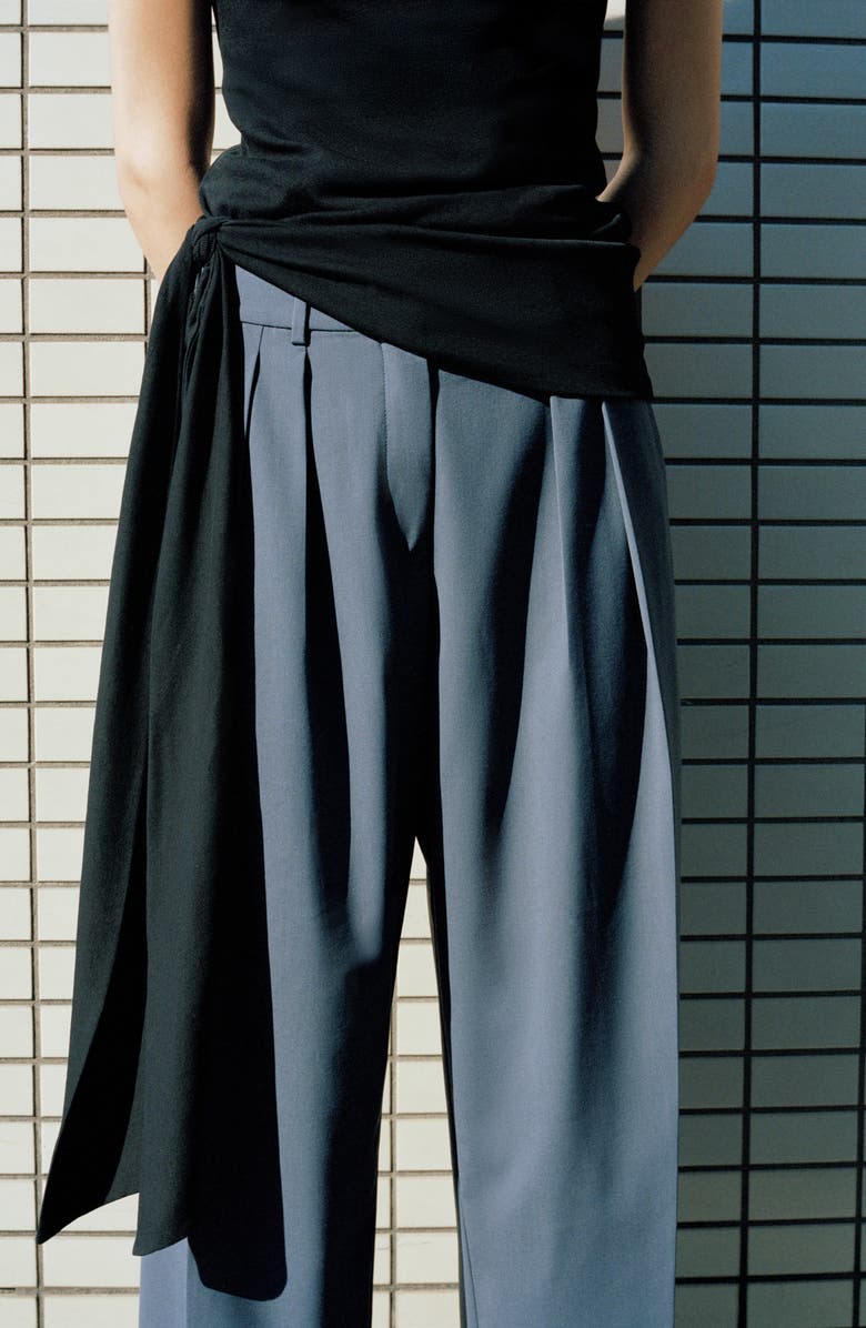 MANGO Pleated Straight Leg Suit Pants, Alternate, color, Blue