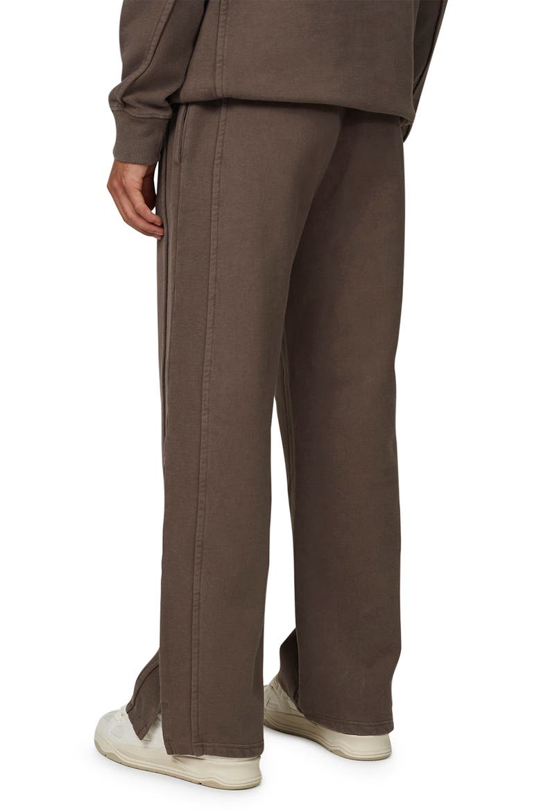 Ribbed Emblem Split Hem Baggy Jogger, Alternate, color, Brown