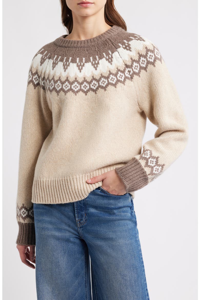 Beth Fair Isle Wool Sweater, Main, color, BEIGE MULTI