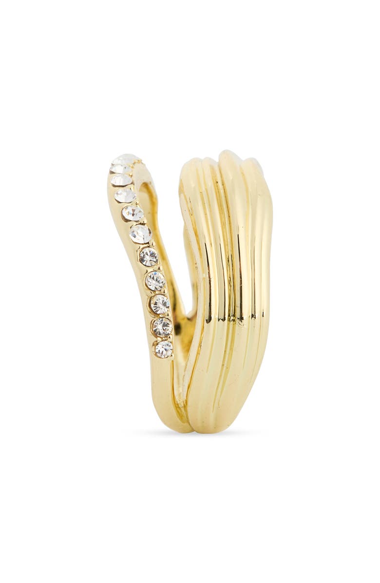 Covet Ripple Pavé Crystal Ring, Alternate, color, Gold