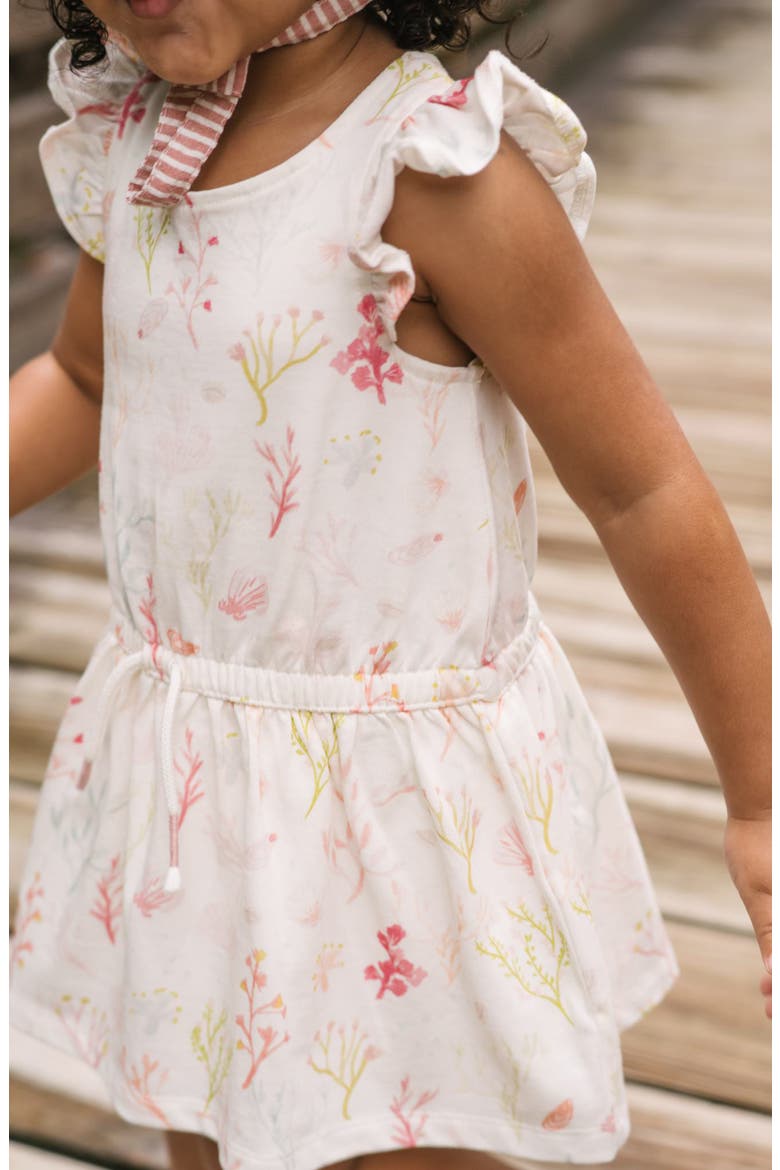 Kids' Floral Print Flutter Sleeve Organic Cotton Cambric Dress, Alternate, color, SEA BLOOM