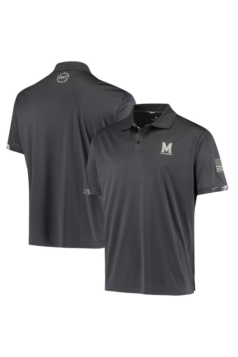 Men's Colosseum Charcoal Maryland Terrapins OHT Military Appreciation Digital Camo Polo, Main, color, Charcoal