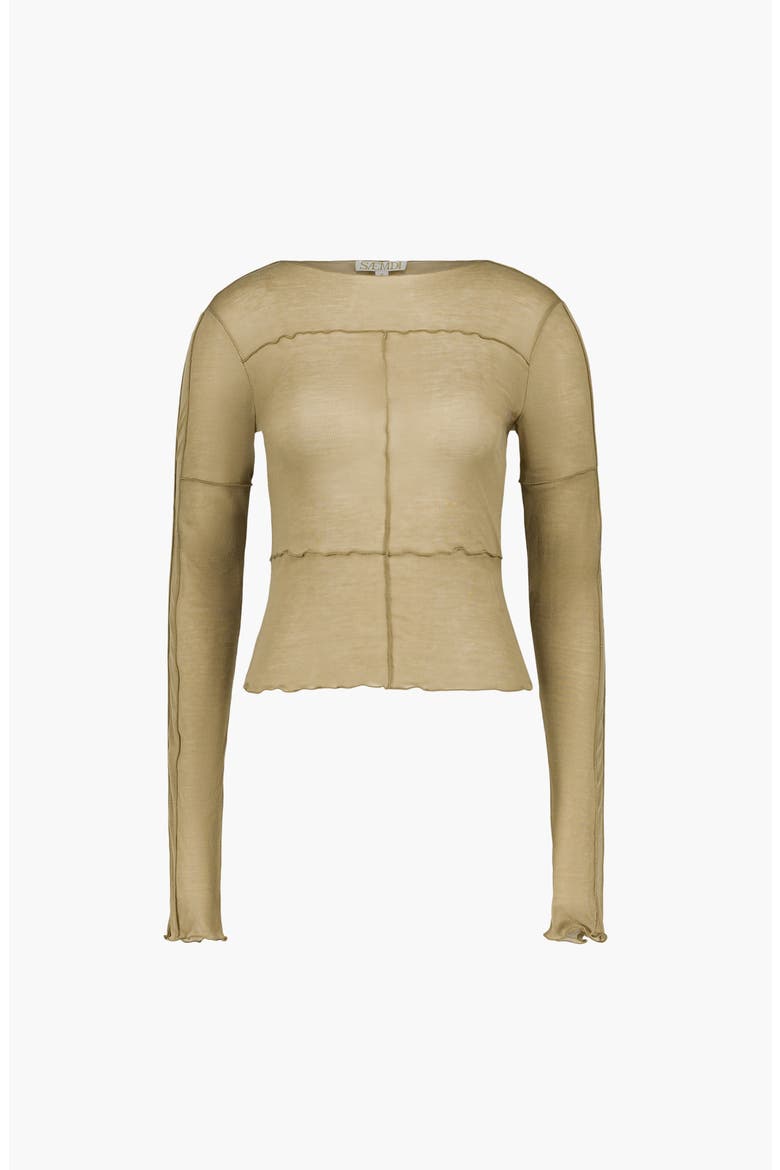 Lia Sheer Jersey Top, Main, color, Olive Green