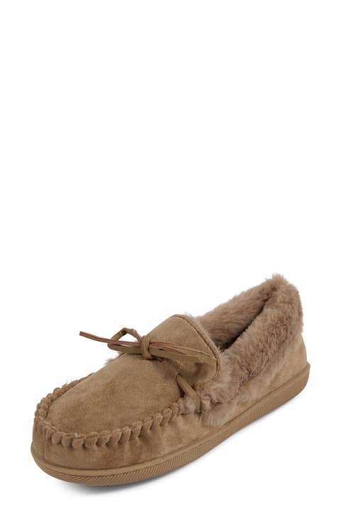 Faux Suede & Faux Fur Lined Slipper