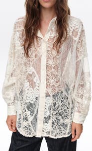 BIMBA Y LOLA Oversize Lace Patchwork Shirt