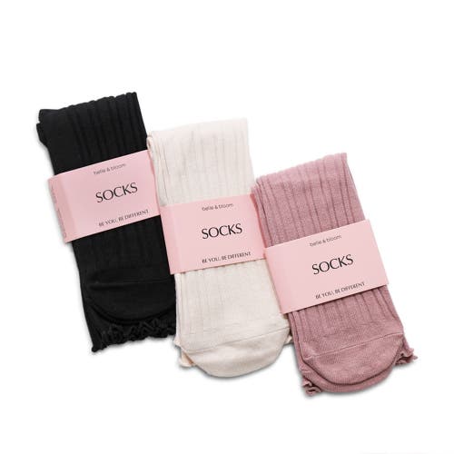 Belle & Bloom Beloved 3 Pack Socks In Black