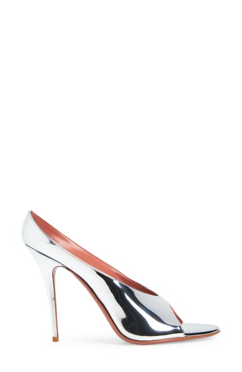 Amina Muaddi Silver Leather Anok 105 Mules In Silver