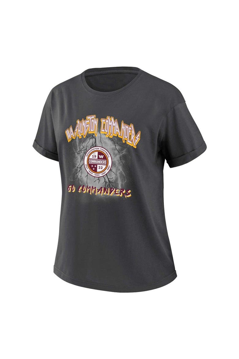 Women's WEAR by Erin Andrews Charcoal Washington Commanders Boyfriend T-Shirt, Alternate, color, Charcoal
