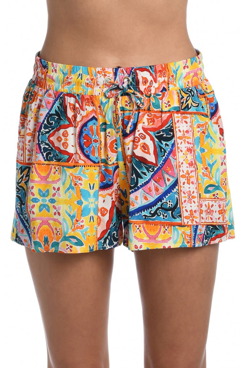 Soleil Beach Cover-Up Shorts, Main, color, MULTI