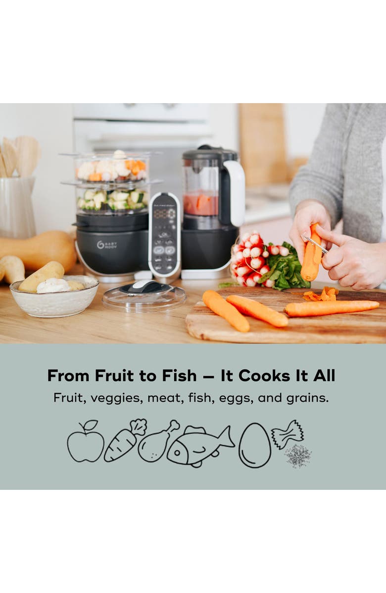 Babymoov Duo Meal Station Food Maker 6-in-1 Food Processor, Alternate, color, Industrial Grey