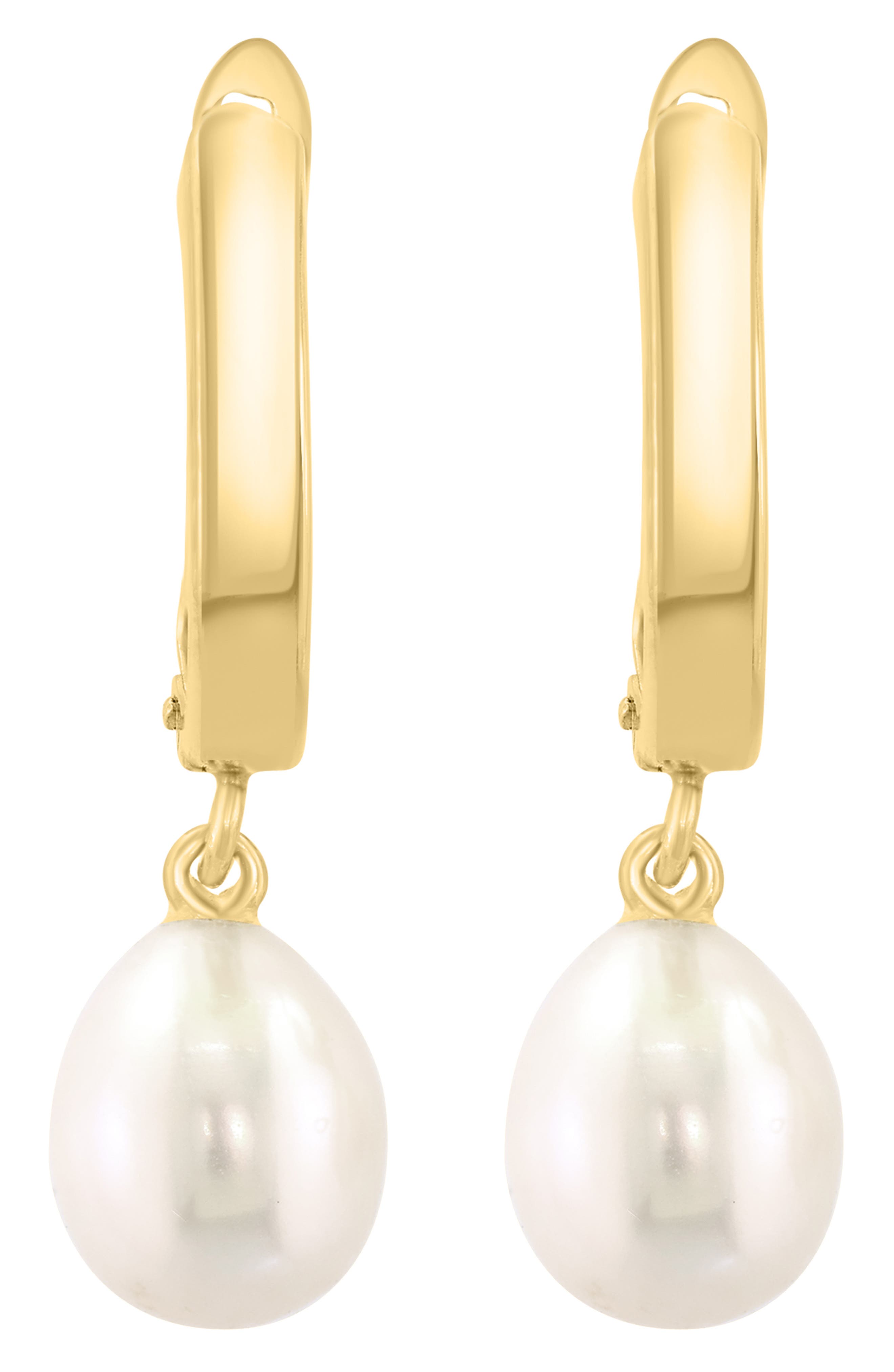 EFFY 14K Gold Freshwater Pearl Hoop Earrings