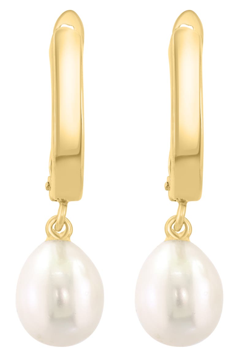14K Gold Freshwater Pearl Hoop Earrings, Main, color, WHITE