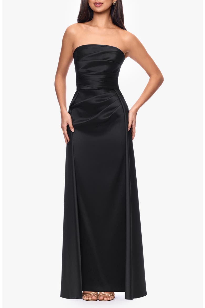 Mikado Strapless Gown, Main, color, BLACK