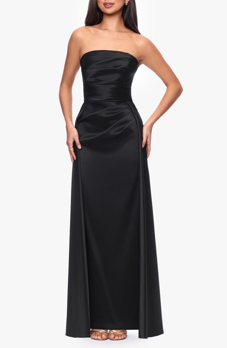 Xscape Evenings Mikado Strapless Gown, Main, color, Black