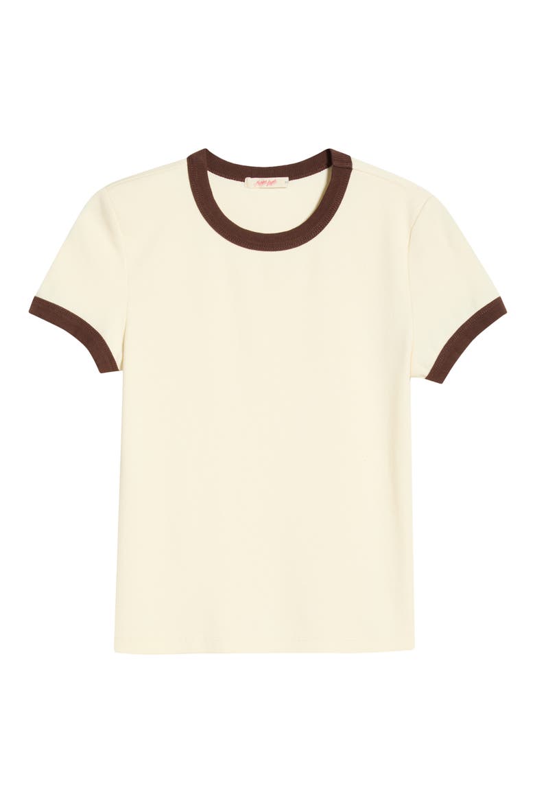 Lexi Rib Ringer T-Shirt, Alternate, color, CREAM AND COFFEE