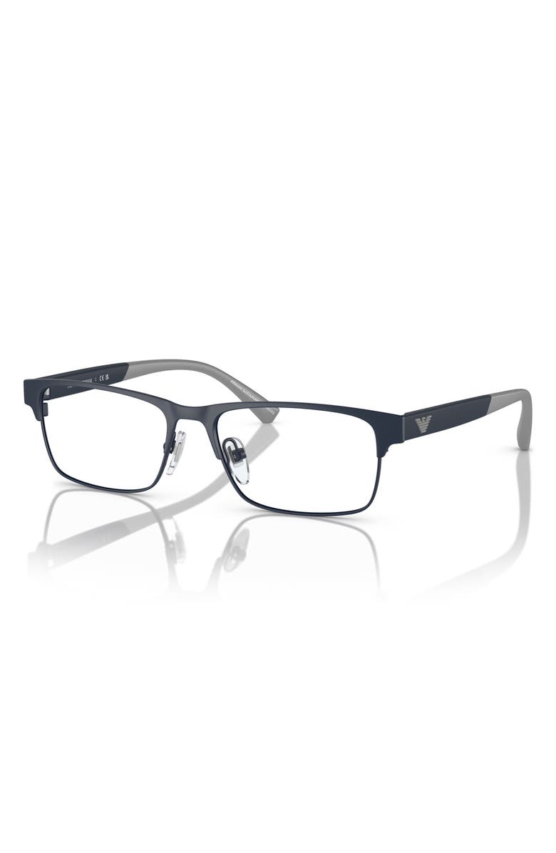 Emporio Armani Kids' 49mm Rectangle Optical Glasses, Alternate, color, Matte Blue / Demo Lens