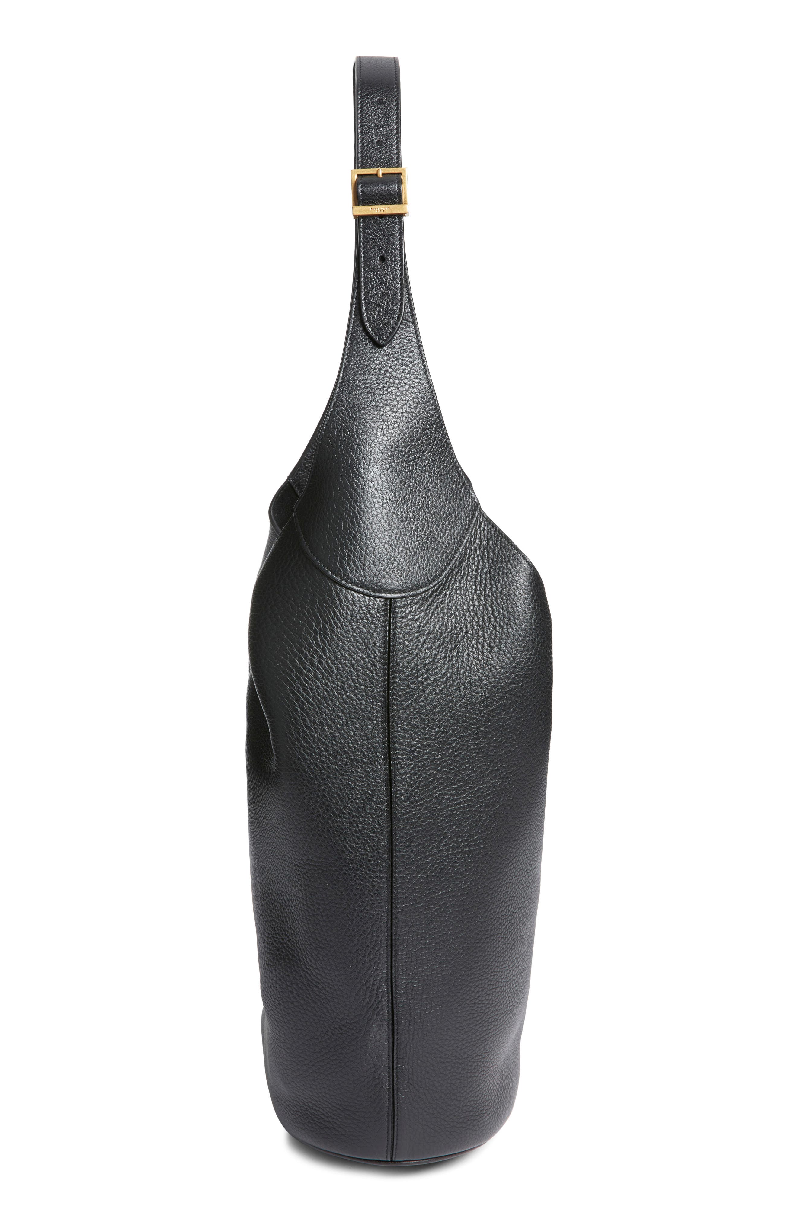 Saint Laurent Le 5 À 7 Leather Hobo Bag, Alternate, color, Noir