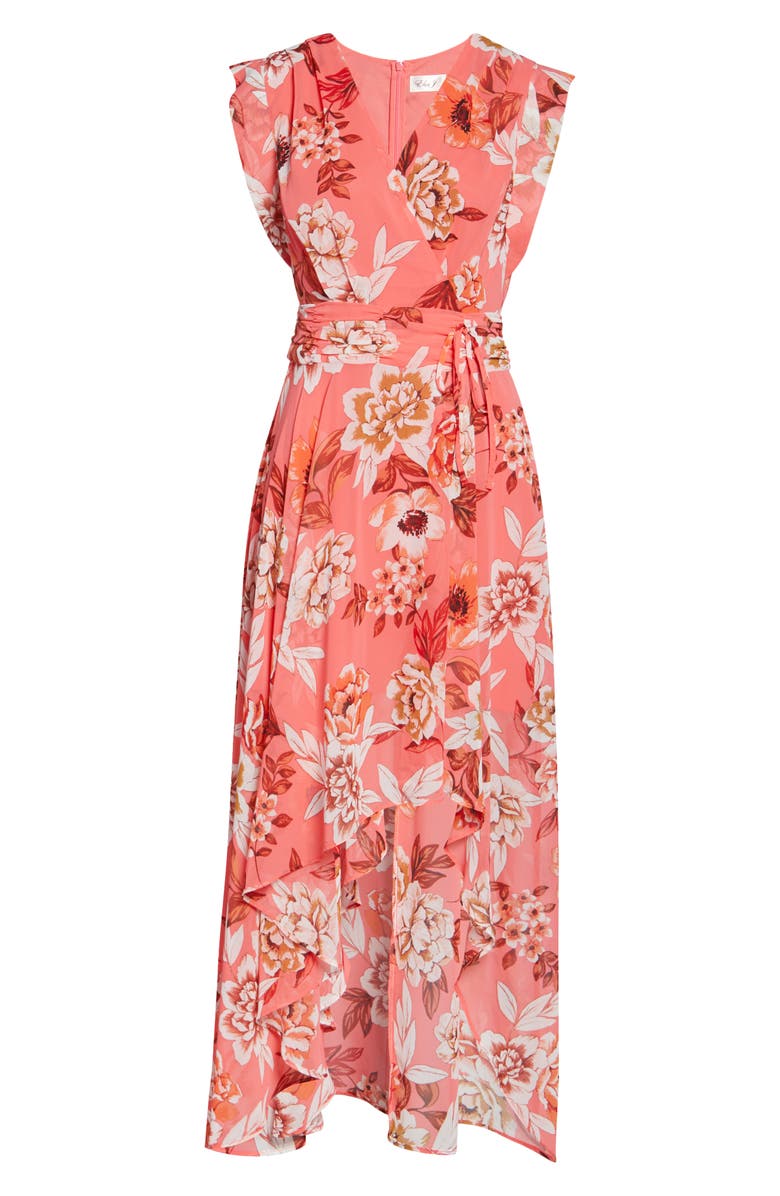 Eliza J Surplice High/Low Chiffon Maxi dress, Alternate, color,