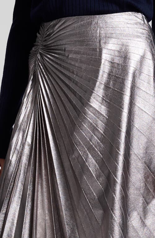A.l.c . Tracy Asymmetric Hem Faux Leather Skirt In Smoky Silver