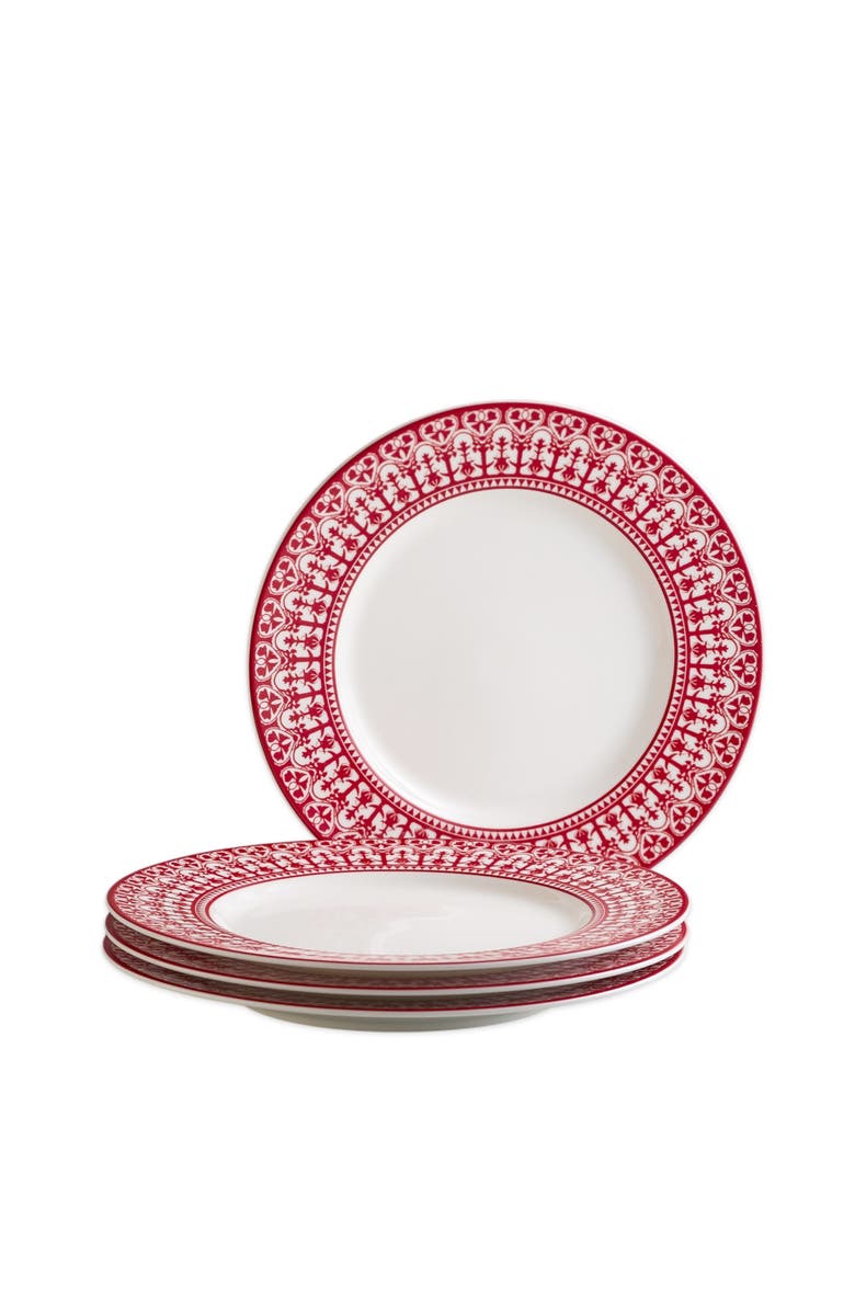 Caskata Casablanca Crimson Rimmed Salad Plate - Porcelain - Set 4, Alternate, color, Red