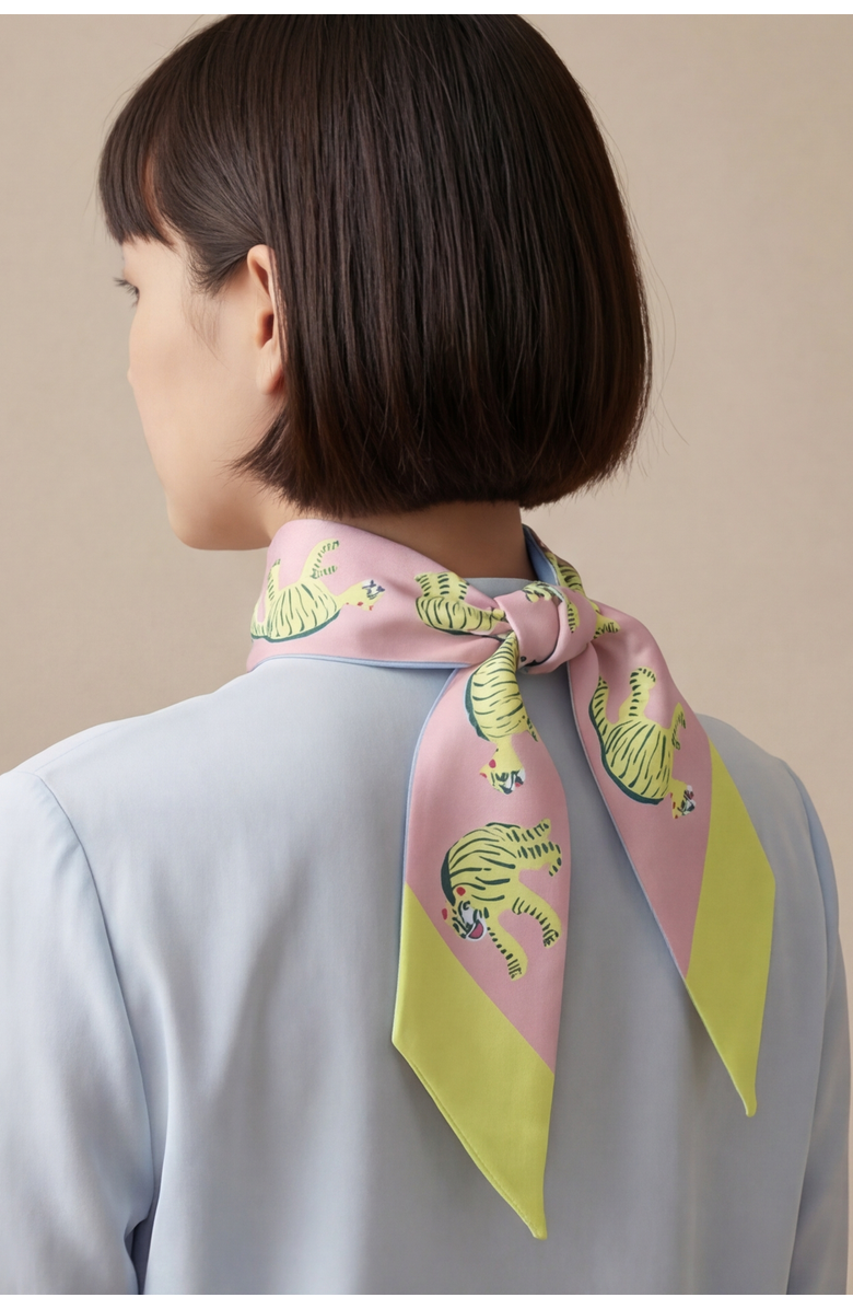 Centinelle Nodding Tigers Twilly Ribbon Scarf, Alternate, color, Multicolor