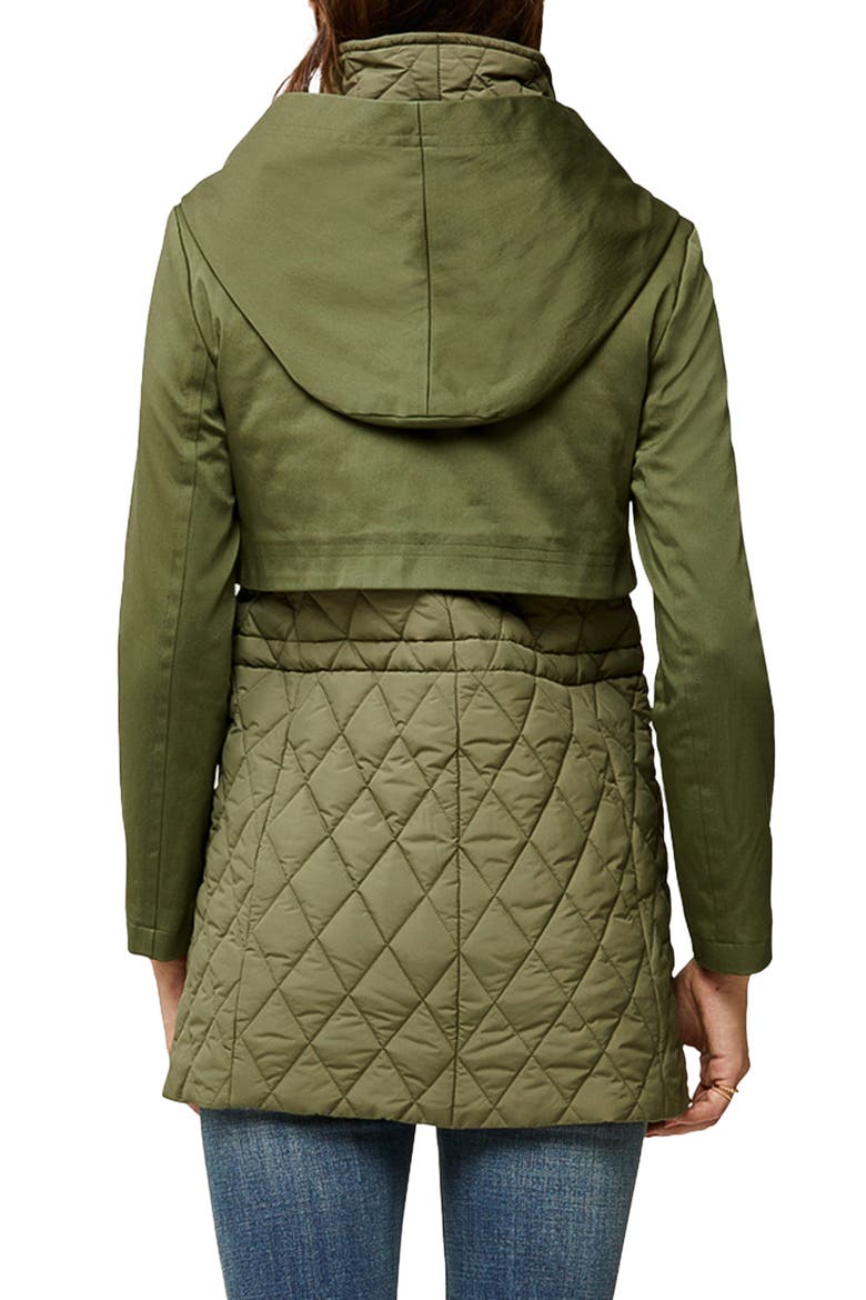 Enora Mix Water Repellent Quilted Raincoat, Alternate, color, GREEN