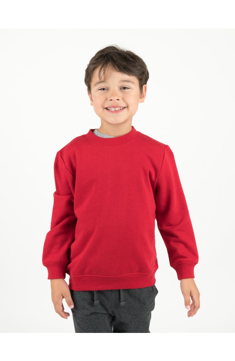 Leveret Kids Pullover Sweatshirt, Long Sleeve, Solid Colors, Alternate, color, Red