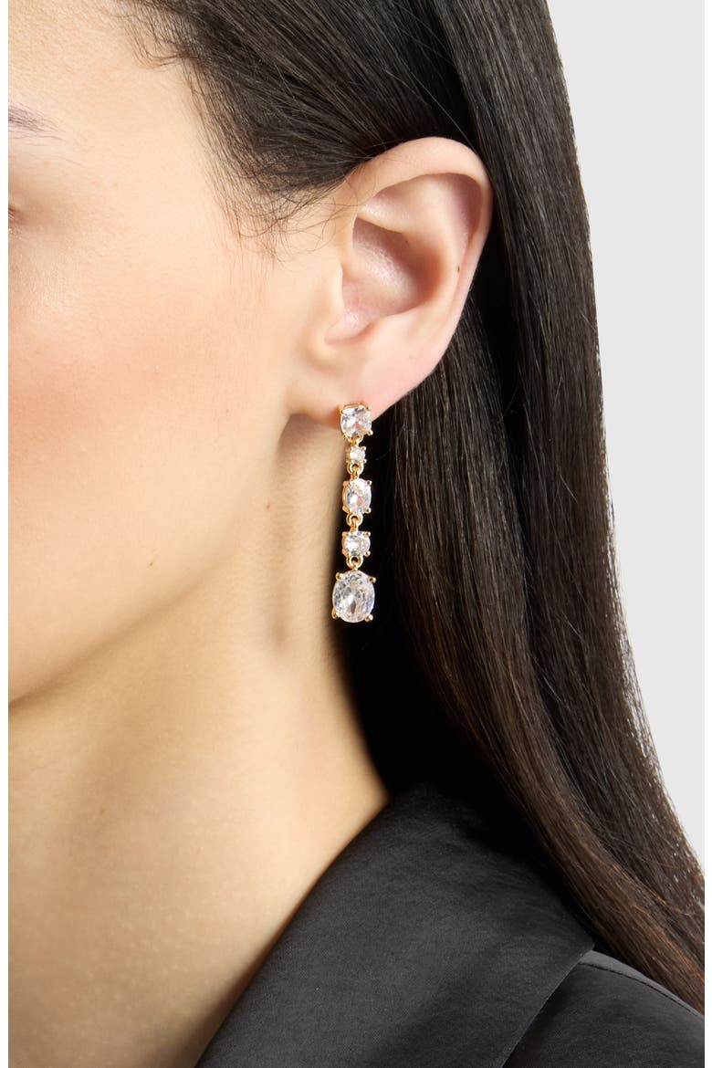 Mixed Crystal Linear Drop Earrings, Alternate, color, CLEAR- GOLD