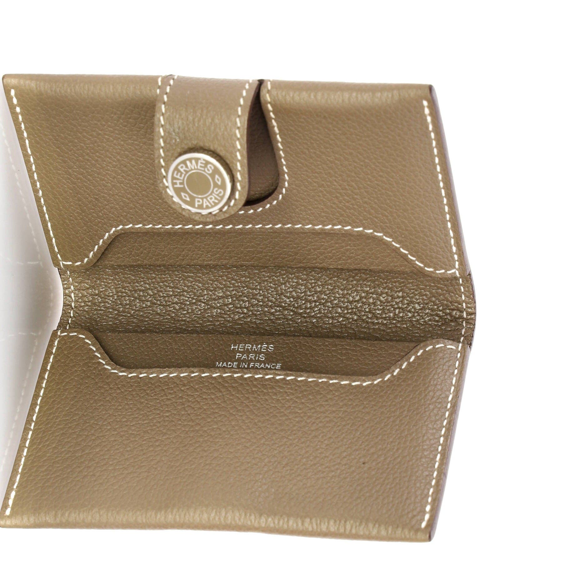 Pre-Owned Hermes R.M.S Card Holder Leather, Alternate, color, Etoupe