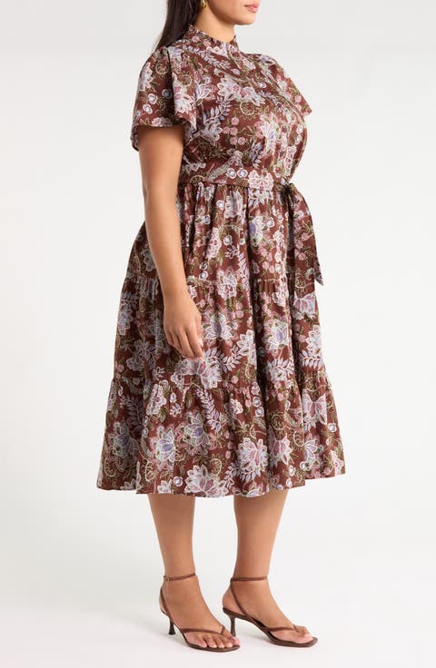 Bellucci Cotton Poplin Button Front Midi Dress