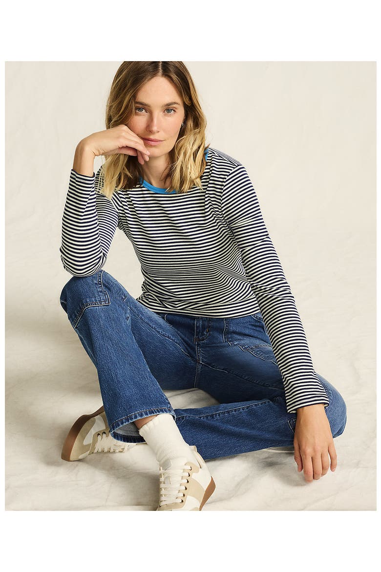 Cotton Rib T-shirt, Alternate, color, Deep Sea Navy Tiny Stripe