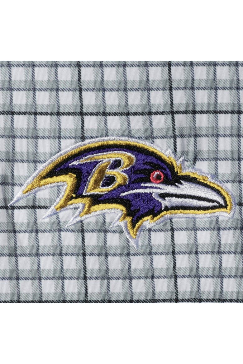 Men's Antigua Gray/Black Baltimore Ravens Deliver Button-Down Polo, Alternate, color, White
