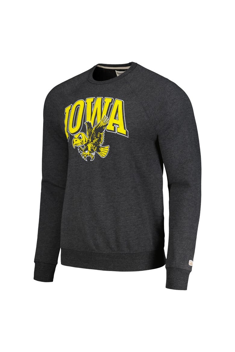 Men's Homefield Heather Charcoal Iowa Hawkeyes Tri-Blend Crewneck Pullover Sweatshirt, Alternate, color, Heather Charcoal