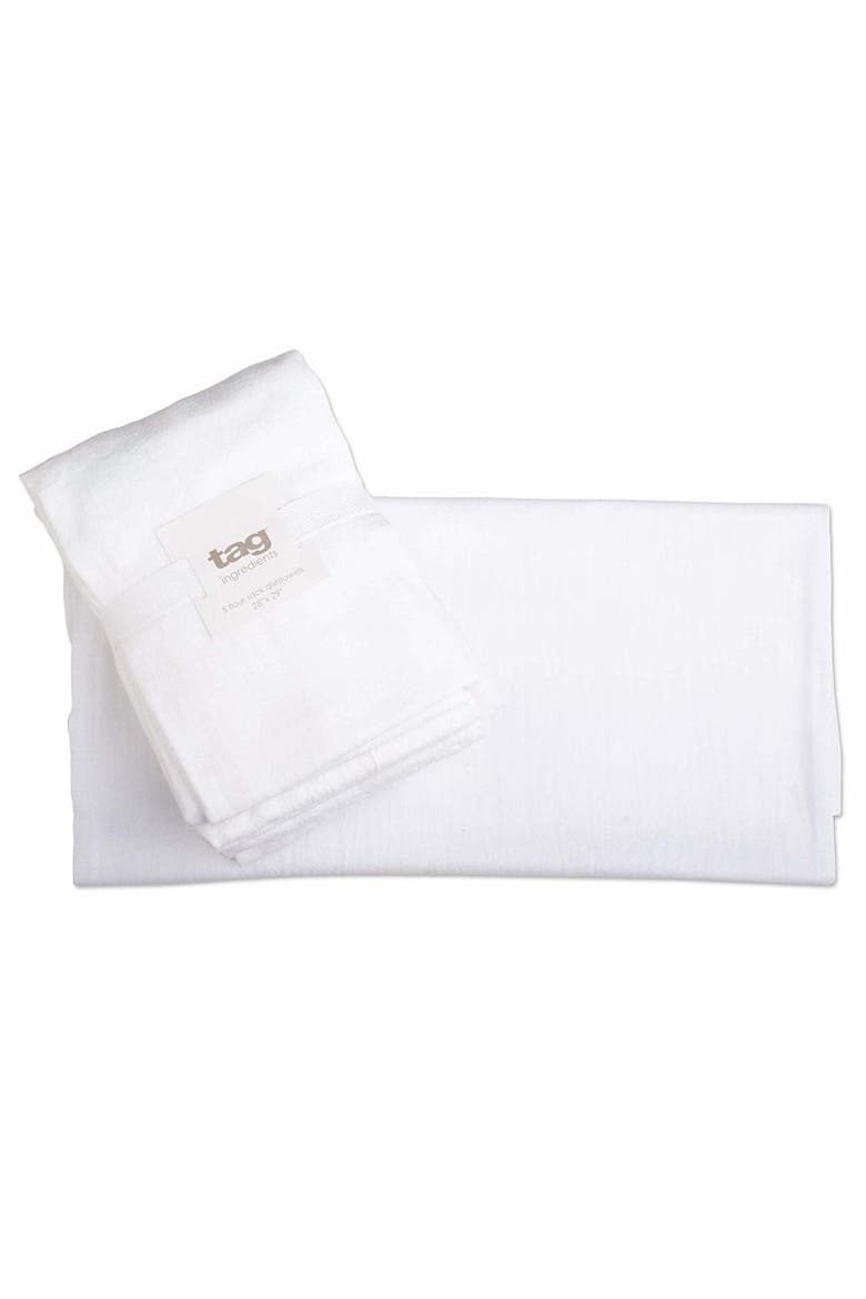 Set of 5 White Cotton Flour Sack Dishtowels for Kitchen, Alternate, color, White