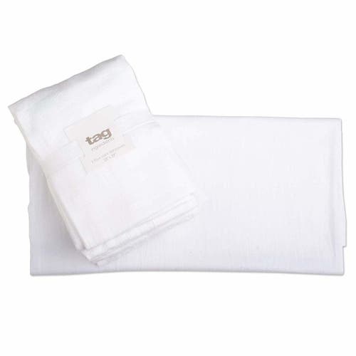 Tag Set Of 5 White Cotton Flour Sack Dishtowels For Kitchen, 28x29 Inches, Machine Washable Everyday In White