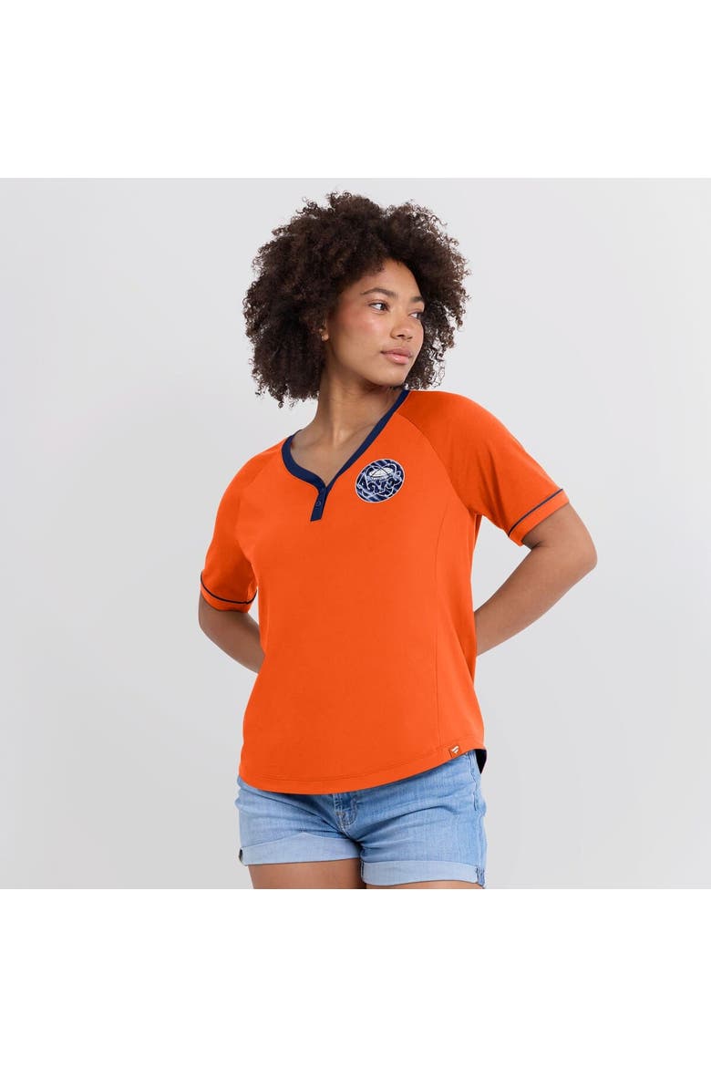 Women's Fanatics Orange Houston Astros Cooperstown Collection League Diva Raglan V-Neck T-Shirt, Alternate, color, Orange
