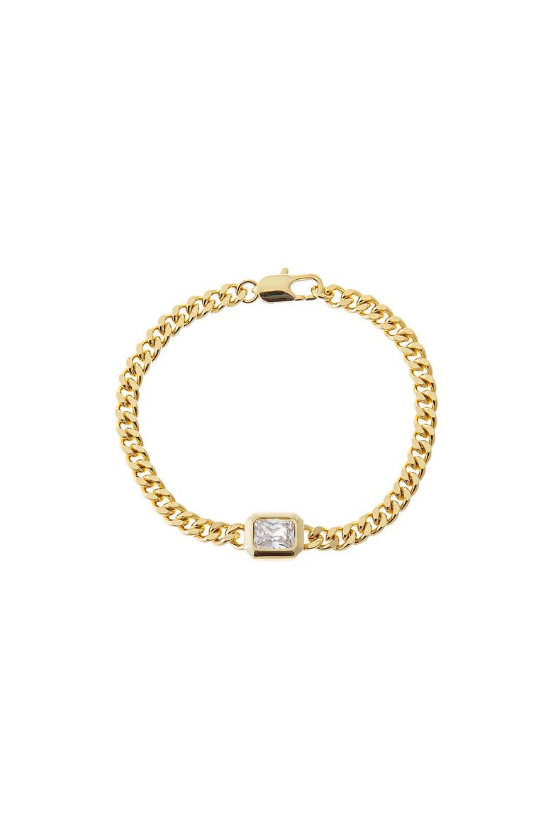 CZ Cushion Cut Bezel Set Cuban Bracelet, Main, color, Gold