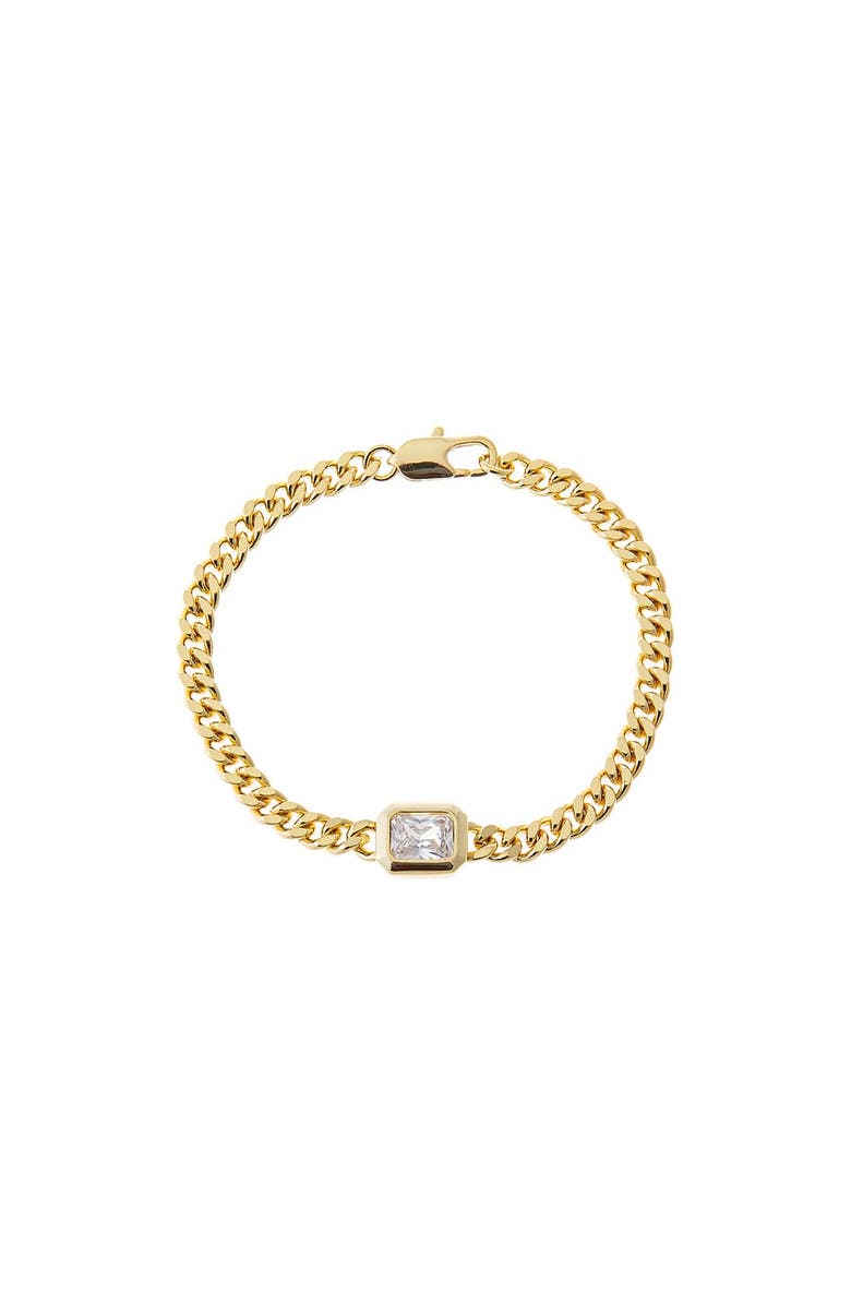BY ADINA EDEN CZ Cushion Cut Bezel Set Cuban Bracelet, Main, color, Gold