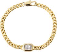 BY ADINA EDEN CZ Cushion Cut Bezel Set Cuban Bracelet